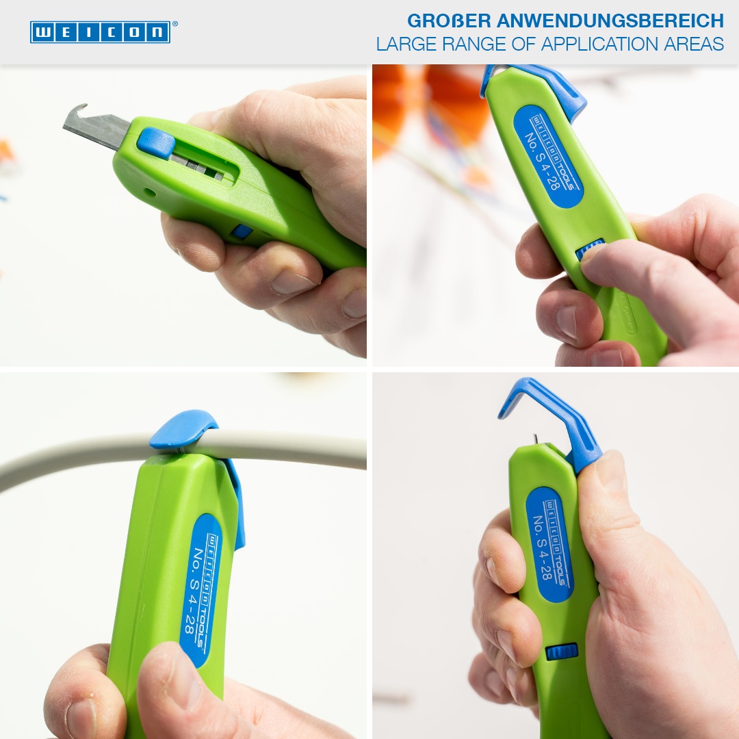 Cable Stripper No. S 4 - 28 Green Line | with retractable hook blade, working range 4 - 28 mm Ø